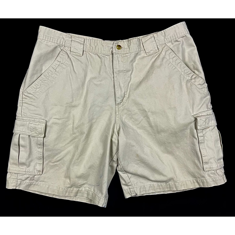 COLUMBIA XM4093 Mens 38W 9" Inseam Tan Cotton Cargo Shorts Hiking Outdoor